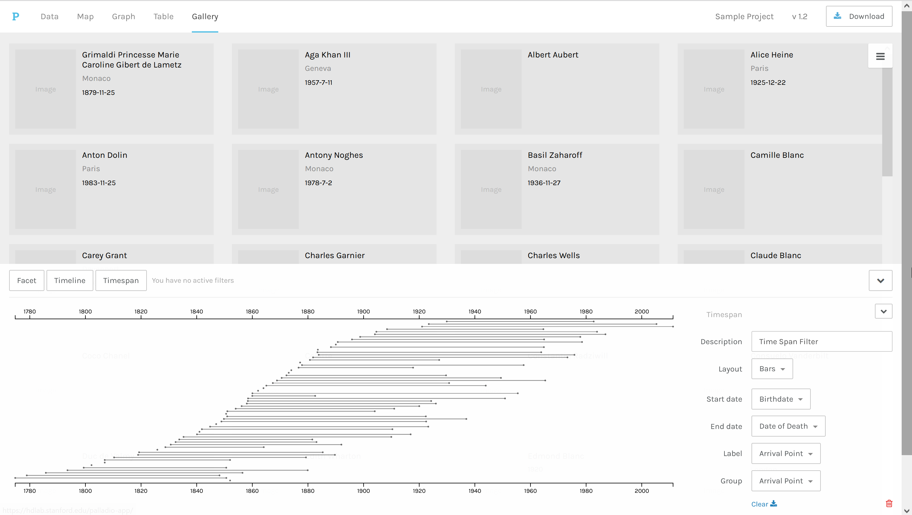 Digital Humanities Tool pick 3: Palladio gallery view